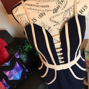Navy/Cream Mini Dress